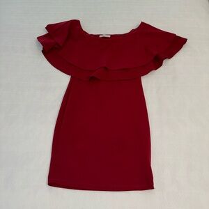 Black Bead mini red dress, size M (runs small)